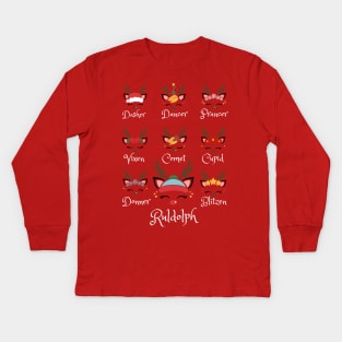 Santa's Reindeers White Kids Long Sleeve T-Shirt